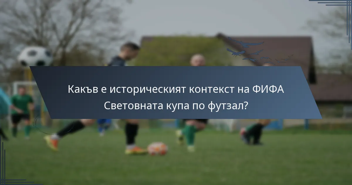 Какъв е историческият контекст на ФИФА Световната купа по футзал?