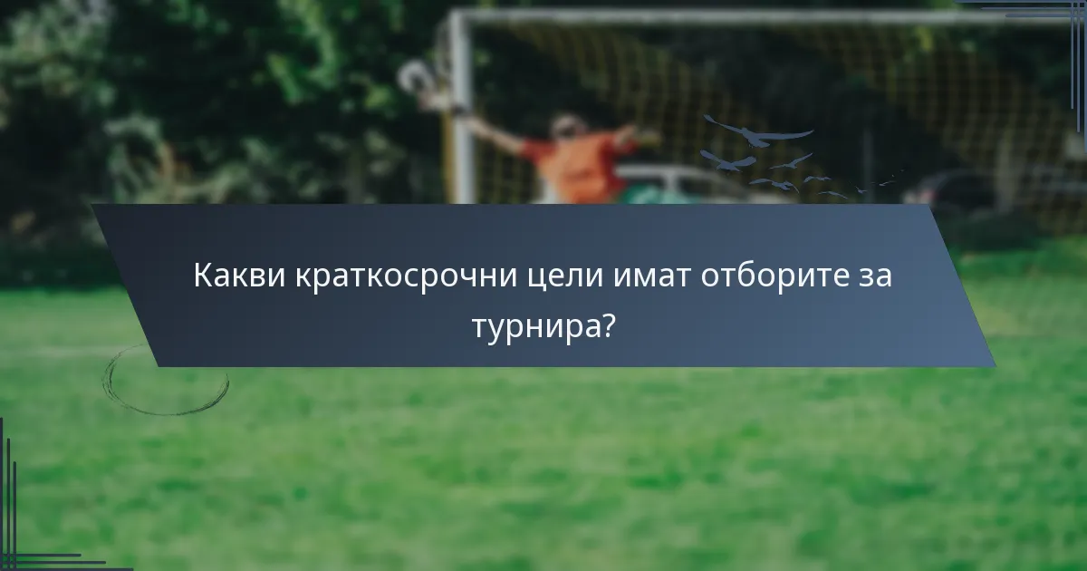 Какви краткосрочни цели имат отборите за турнира?